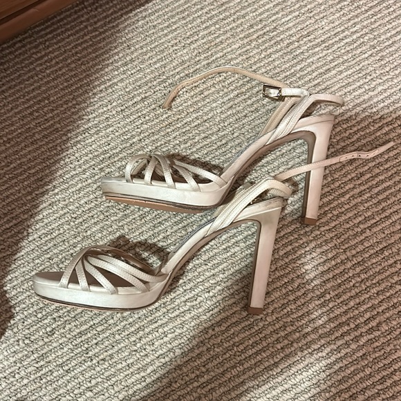 Jimmy Choo White Satin Heels Lilah 100 Satin Sandals - Wedding Bride Shoes - Picture 5 of 16